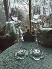 Paar deutsche Nachtmann Kristallglas Kerzenst&auml;nder 23 cm hoch Blumenmuster