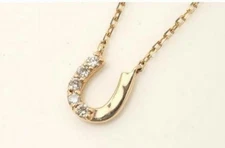 Agete K10 Diamond Horseshoe Necklace 0.06ct