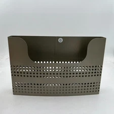 Vintage Mid Century Metal Magazine Rack-Cut Out Wall Hung Record Holder MCM