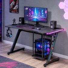 MY SIT Escritorio Mesa Para Gaming Luces LED Mesa Ordenador De Oficina Desk