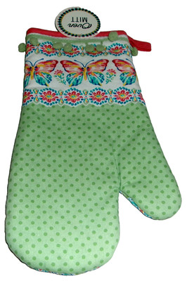 Kitchen Oven Mitt~ 7'' x 12'' ~ BUTTERFLIES ~ 100% ~ Cotton