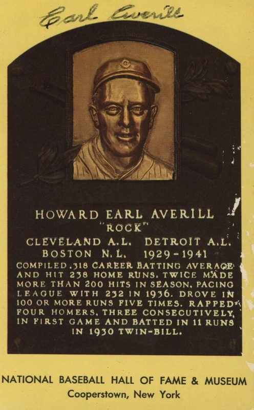 Earl Averill Autographed Gold HOF Plaque Postcard...Beckett Authenticated!!