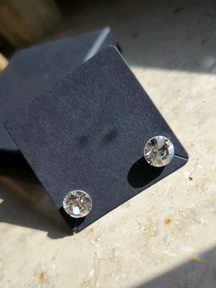 Silber 925 Ohrringe mit Swarovski Chaton Crystal 10 mm, Kristall  Ohrringe