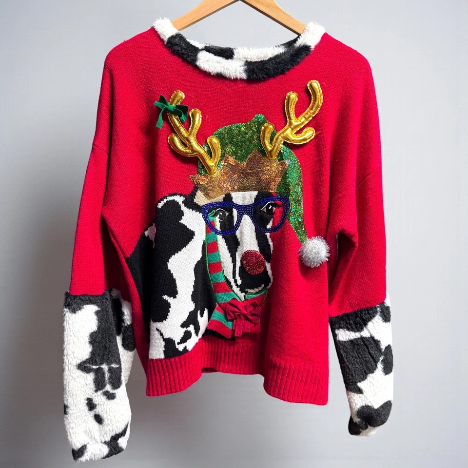 Suéter Feo Navidad Vaca - XL ¡Alerta Divertida! Top de vacaciones con estampado de vaca nuevo sin etiquetas Foto 2 de 4