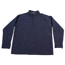 EMS Eastern Mountain Sports Wool Blend Sweater Mens Large Blue 1/4 Zip Normcore