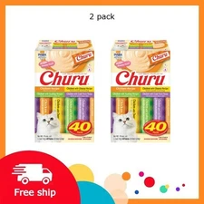 Inaba Churu Creamy, Lickable Wet Cat Treats, Chicken Variety, 2 pack