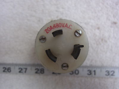 Hubbell HBL 2341 20A 480V 1Ø Twist-Lock Plug L8-20P, Used
