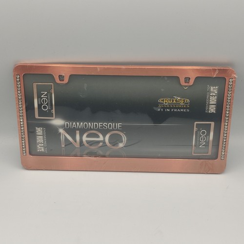 Neo Diamondesque Coppertone Rose Gold Rhinestones Color 6X12 License Plate Frame