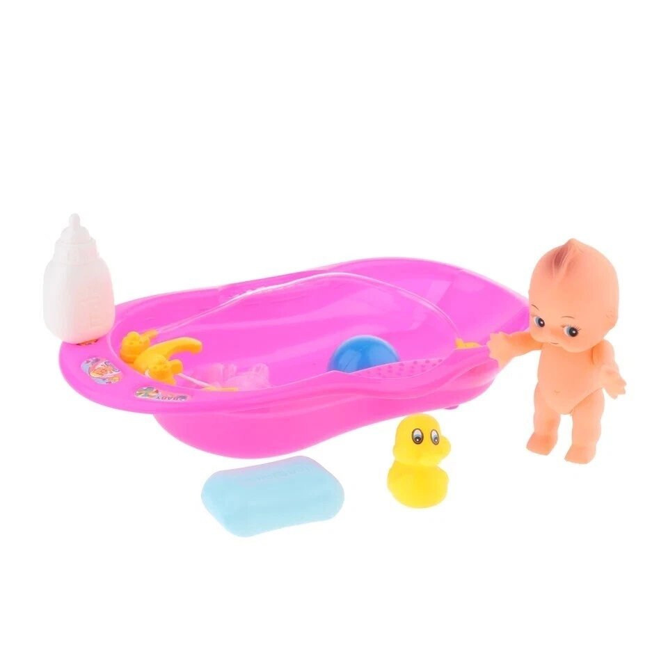 Baby Doll Bathtub and Accessories Set Pretend Play Bath Toys for Kids Baby Dolls