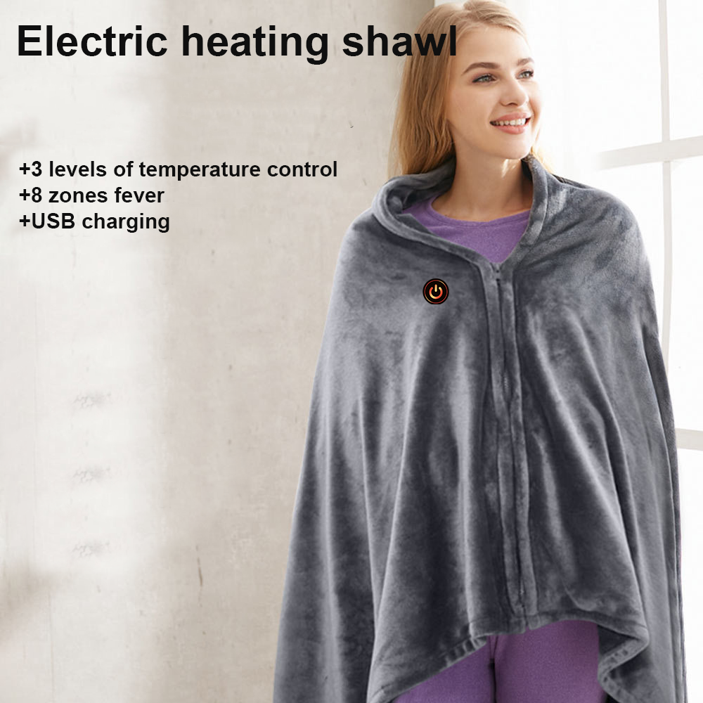 Electric Heated Blanket Fleece Zip Portable USB Heated Throw Winter