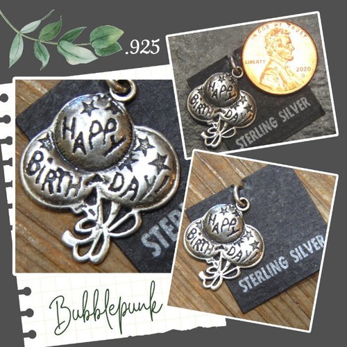 DV Signed 925 Sterling Silver Happy Birthday Charm Balloons NOC