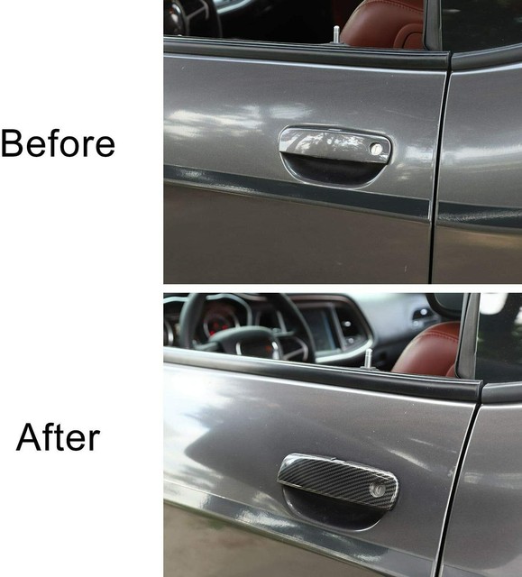 Carbon Fiber Car Exterior Door Handle Cover Trim for Dodge Challenger