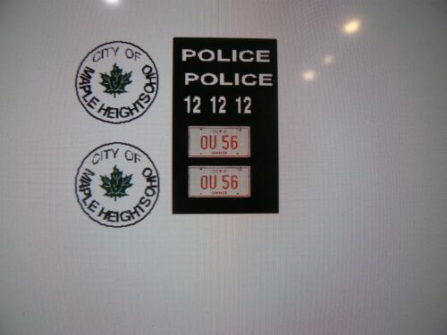 Maple Heights Ohio Police Patrol Car Decals old school 1:24 - Picture 1 of 1