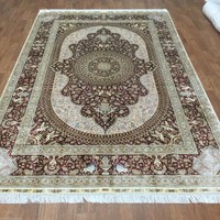 Venetian Red Carpet 6' X 9' Silk Authentic Handmade Persian Lions Palace Design Venetian Red Carpet 6' X 9' Silk Authentic Handmade Persian Lions Palace Design