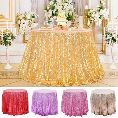 Solid Color Sequin Tablecloth Round Glitter Tablecloth Wedding Birthday