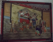 6 chinesische Gemälde,original Seidenmalerei um 1910,gerahmt worden in Frankreic