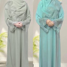 Hijab Muslim Women Long Dress Modest Kaftan Abaya Dubai Robe Evening Party Gown