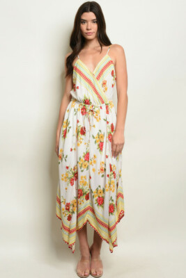 Women's Sleeveless Multi Color Floral Print Handkerchief Hem Maxi Dress |  eBay