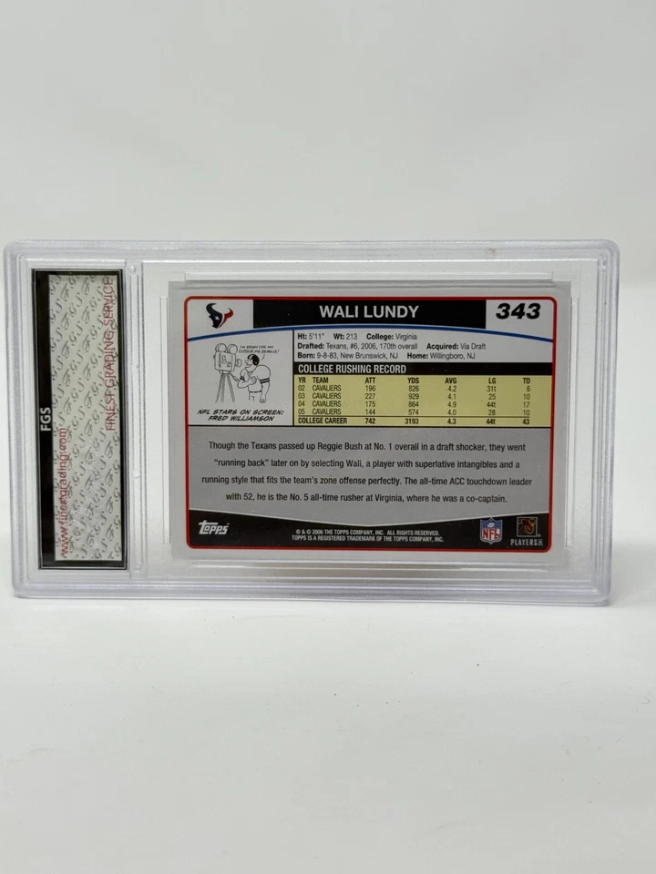 2006 Topps - Wali Lundy #343 (RC) FGS 10 - Image 2 of 2