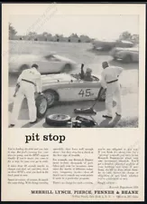 1956 Austin Healey 100 race car photo Merrill Lynch vintage print ad
