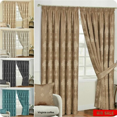 Neu Modern Design Vorhang Virginia Gefüttert Bleistiftfalte Jacquard Fertig 