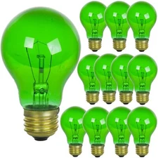 12Pack 25W A19 Light Bulb, Ceramic Green Edison Bulb, Dimmable, E26, 120V