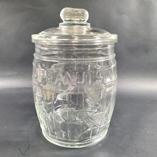 Planters Mr Peanuts Glass Barrel Jar Store Display Running Vintage Reproduction