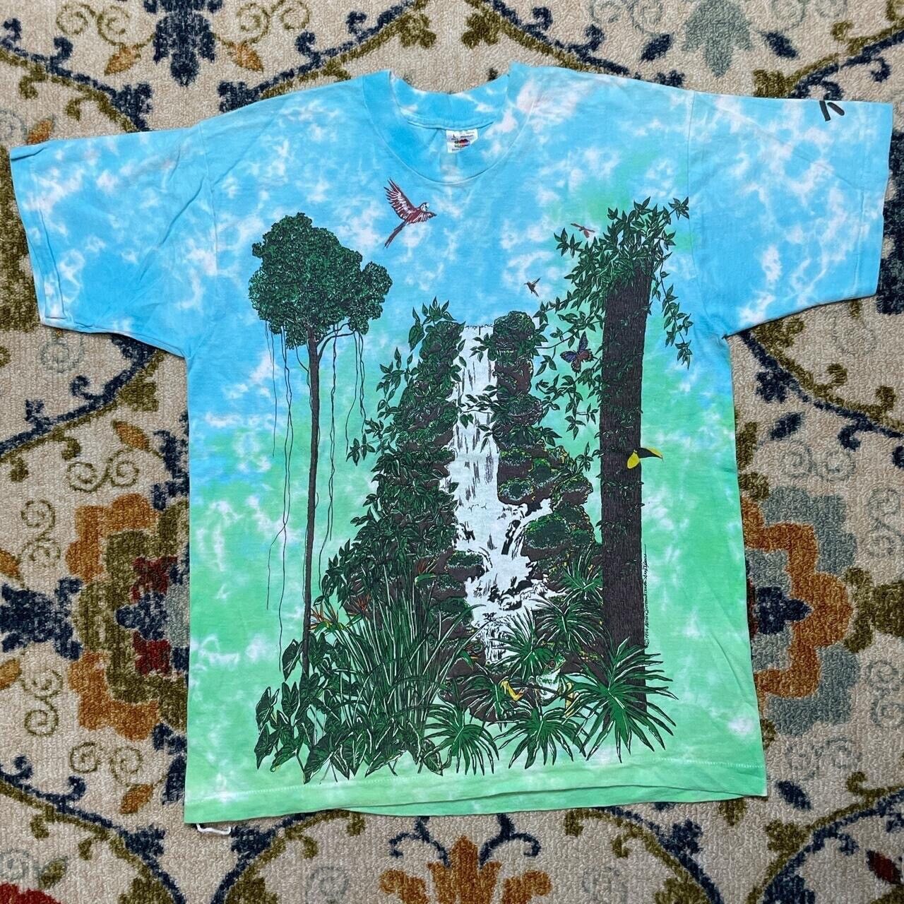 Vintage 1994 Rio Las Vegas Rainforest Nature Wildlife Tie Dye T Shirt Sz L