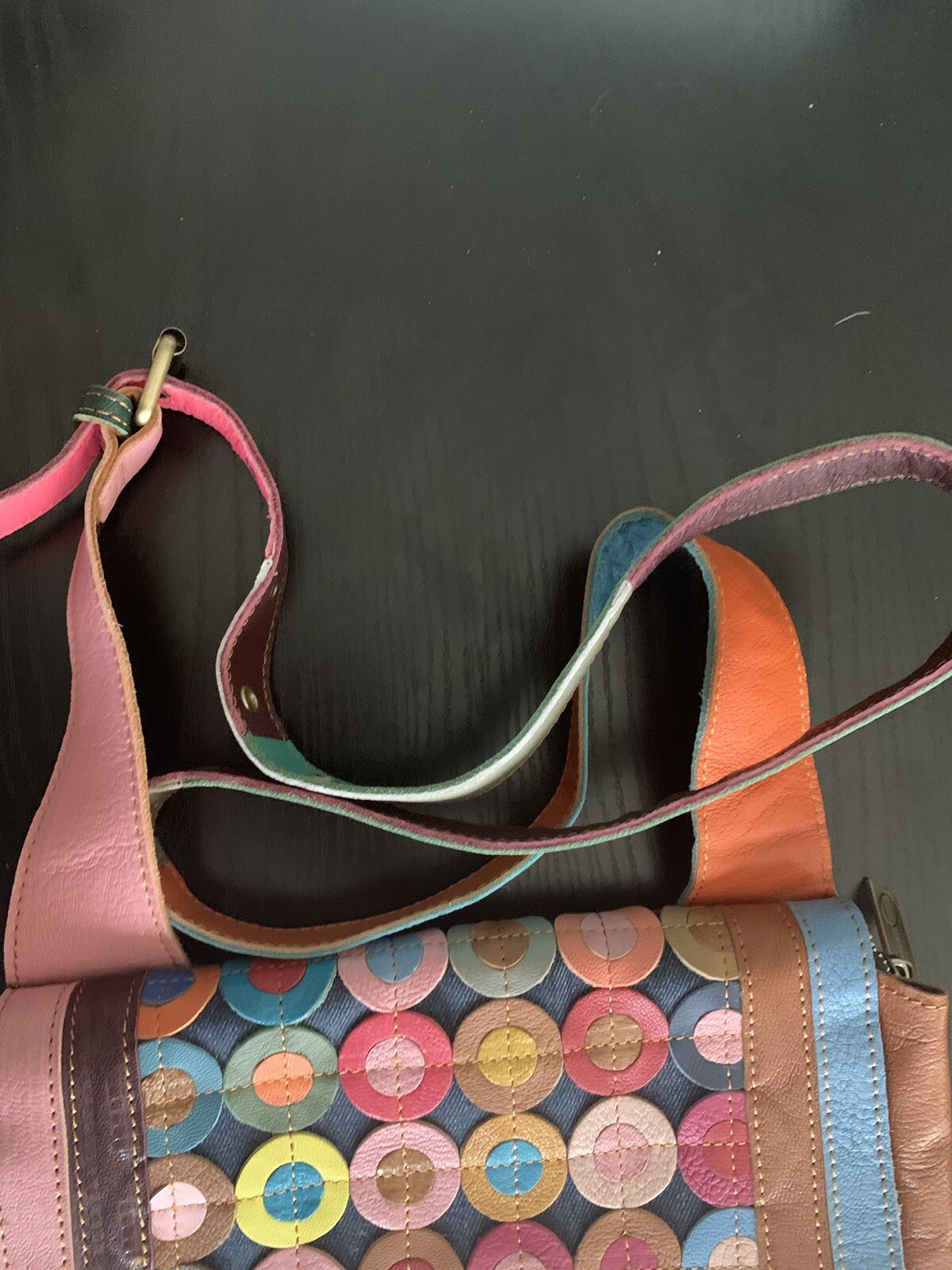 Ameri Leather Patchwork Circles Crossbody Bag - image 2