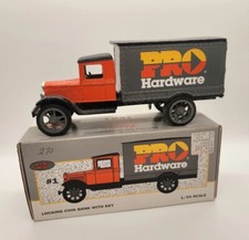 1993, ERTL,1931 Hawkeye Pro Hardware Truck Bank w/ Key, 1st in Series, NOS