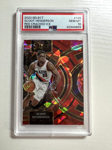 Scoot Henderson 2023-24 Select Rookie #129 Premier Red Cracked Ice RC PSA 10
