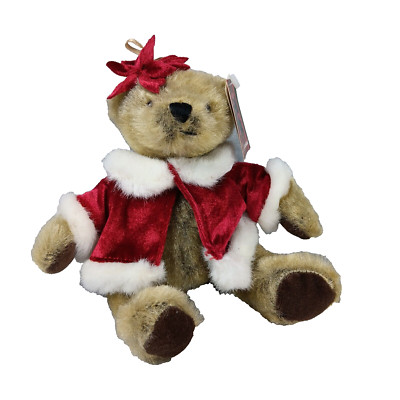 DanDee Soft Impressions Christmas Bear Small Poinsettia Hanging Plush Stuffed