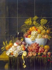 Still Life with Grapes Tile Mural Kitchen Bathroom Wall Backsplash Art 12.75x17