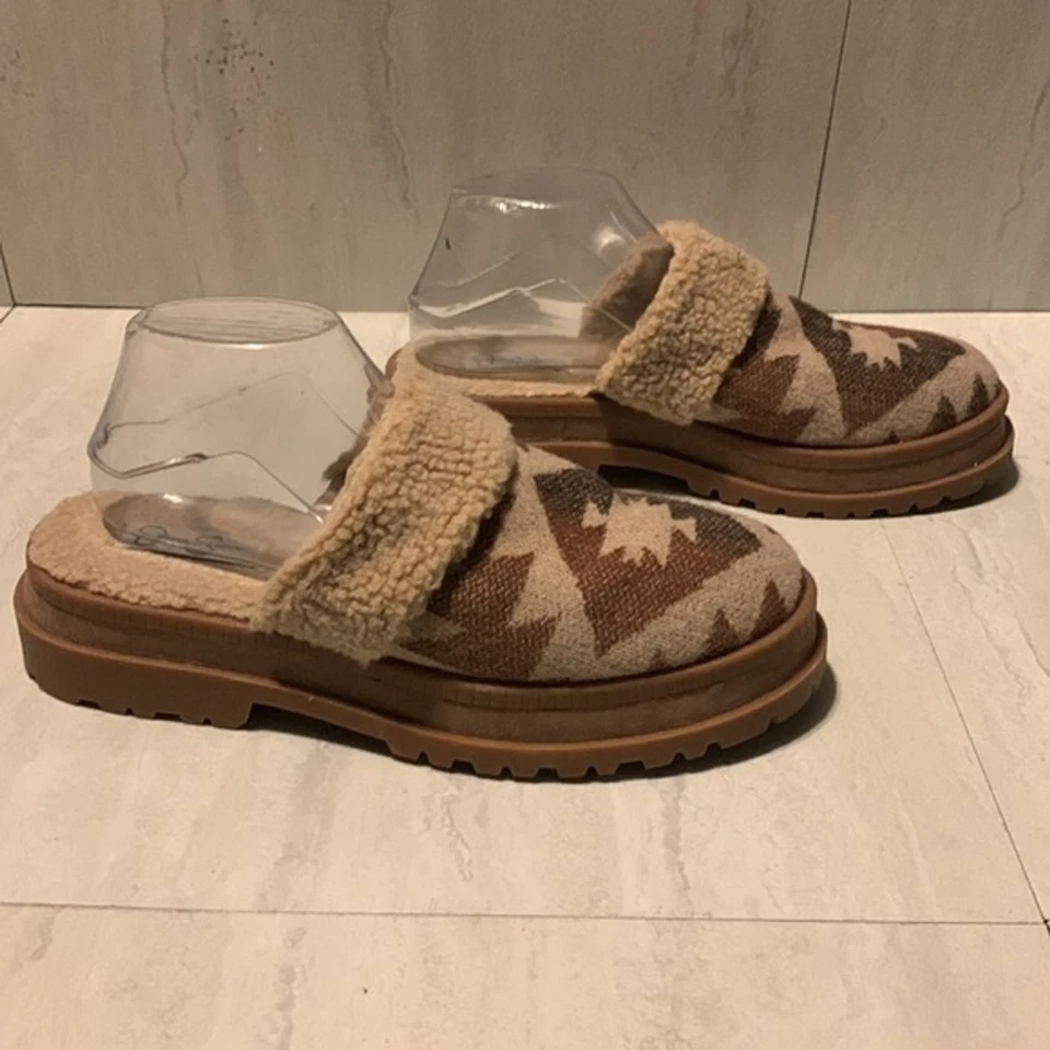 Jessica Simpson Mujer Azteca Boho Sin Cordones Tostado Piel Sintética Ebiyra Mules Talla 10M Foto 3 de 4