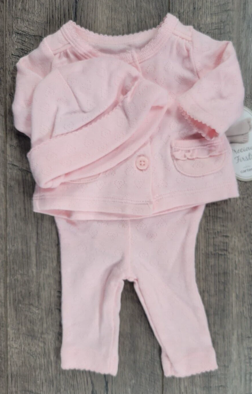 Baby Girl Clothes New Precious Carter's Preemie 3pc Pink Eyelet Outfit W/Hat
Opens in a new window o