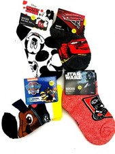 New 4 Pair Kids Ankle Socks 4,7-10 Disney Cars, Star Wars, Mickey, Paw Patrol