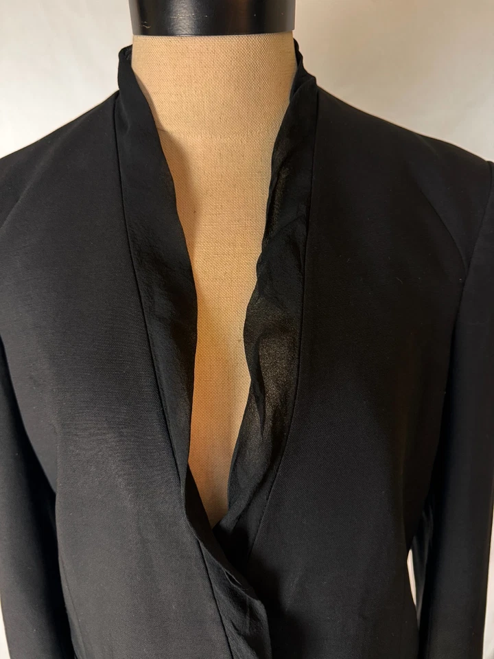 Blazer Helmut Lang Talla 8 Negro Un Botón Lana Borde Retorcido Forrado Chaqueta Foto 2 de 4