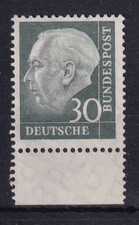 Bund 259w mit Unterrand Bundespr&auml;sident Theodor Heuss 30 Pf postfrisch