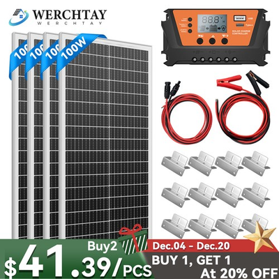 #ad #ad 100W 12V Mono Solar Panel kit Off Grid RV Shed Cabin Boat Marine Battery Inverte $45.99
