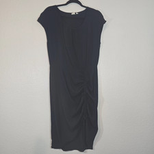 Gap Gathered Waist Sheath Dress Women Size 10 Black Round Neck Classic LBD