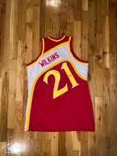 DOMINIQUE WILKINS Sand Knit AUTHENTIC Atlanta Hawks Jersey 44 NBA Webb Rivers