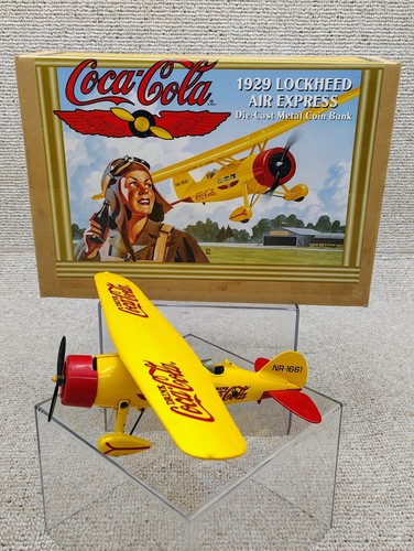 ERTL Coca Cola 1929 Lockheed Air Express Plane Diecast Metal Coin Bank