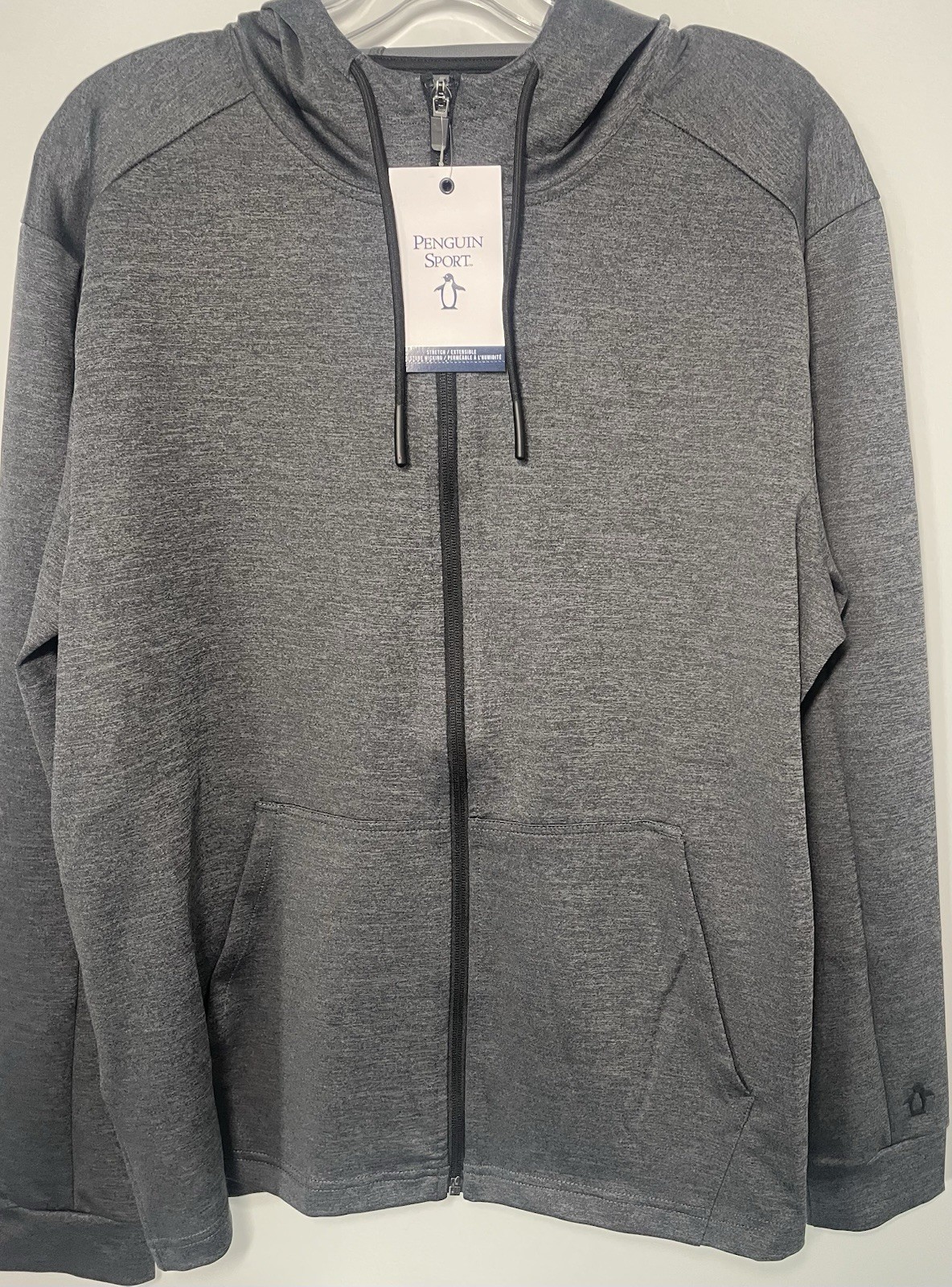 Original Penguin Sport Full Zip Jacket Men’s M Gray Dark Caviar Heather image 3