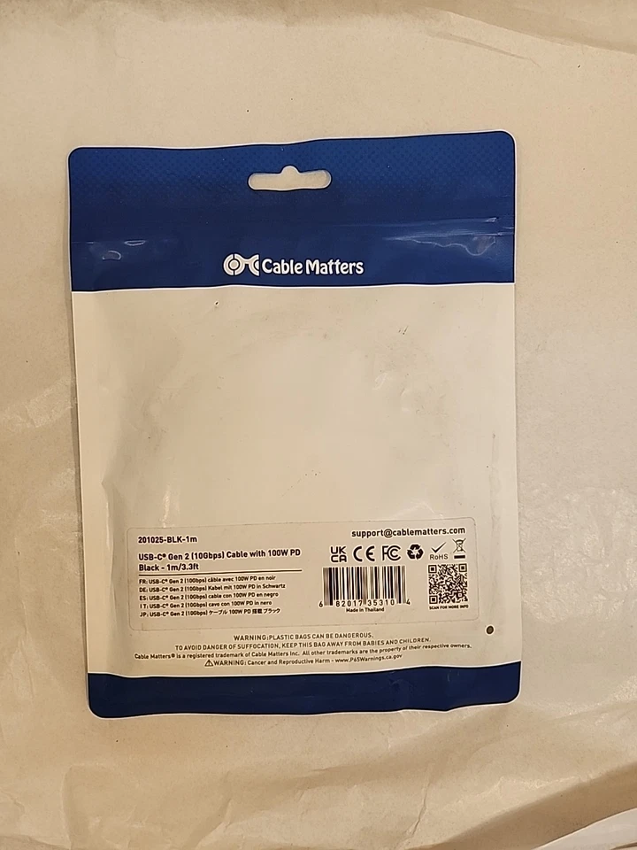  [USB-IF Certified] 10 Gbps Gen 2 USB C to USB C Cable - 3.3ft / 1m, Black - Image 2 of 2