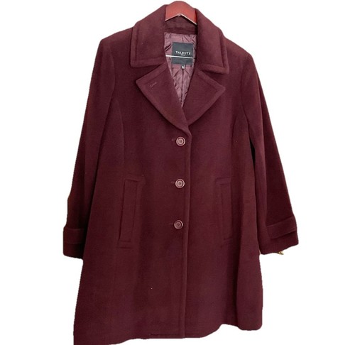 Abrigo de Caminar TALBOTS Mujer Talla 16W Lana Alpaca Borgoña Forro Acolchado 3 Botones - Imagen 1 de 14
