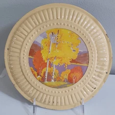 8" Decorative Vintage Metal Stove Chimney Flue Vent Cover Landscape Yellow Trees