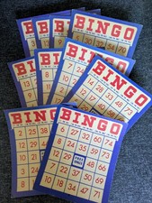 Lot of 10 Vintage Red and Blue BINGO Cards