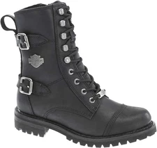 Harley Davidson Women's Balsa Black Cap Toe Boots Shoes