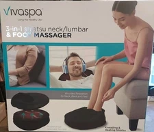 Vivaspa 3-in-1 Shiatsu Neck/Lumbar & Foot Messager - NEW