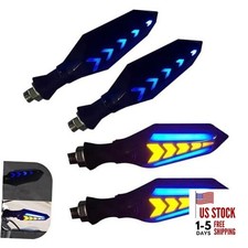 Motorcycle Turn Indicator Lights, Arrow Shape Flowing Turn Signal 4 PCS Blue